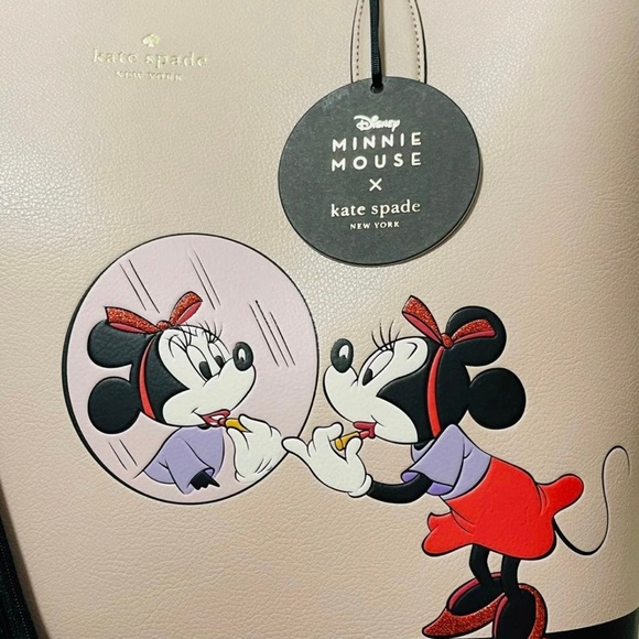 NWT Kate Spade X Disney Minnie Mouse Large Reversible Tote In Pale Vellum Multi - Picture 6 of 12